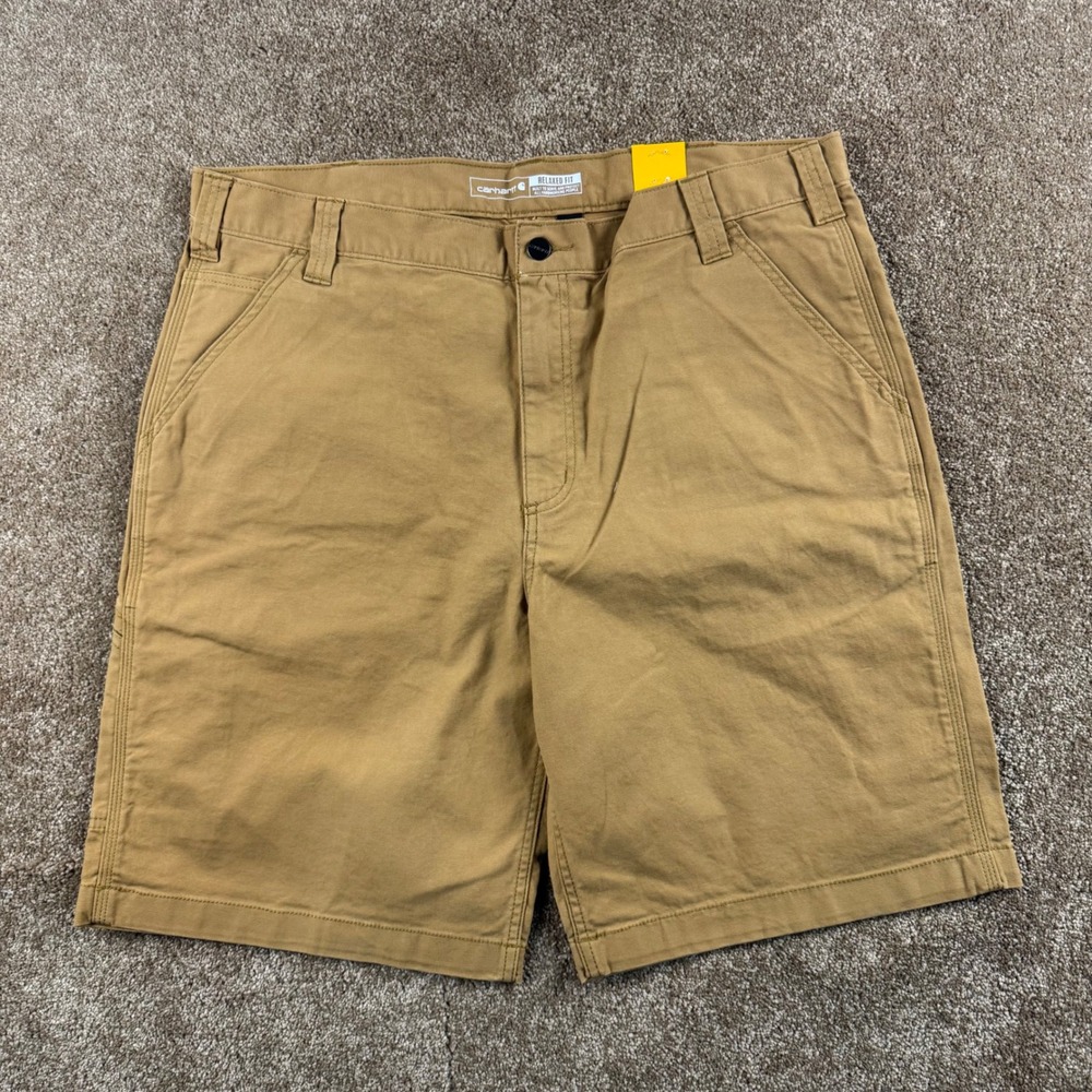 Carhartt Mens Rugged Flex Relaxed Fit Canvas Work Shorts Brown BS2514-M Size 38